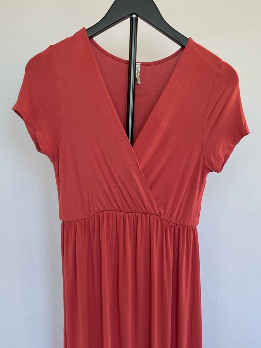 Mother Bee Maternity Coral Wrap Maxi Dress M Rayon Spandex Empire